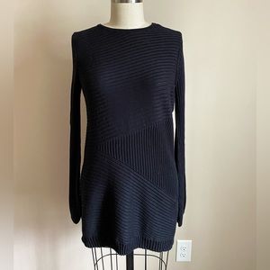 Apt9 Black Sweater with Geometric Stripe Pattern and Bell Sleeve Size M